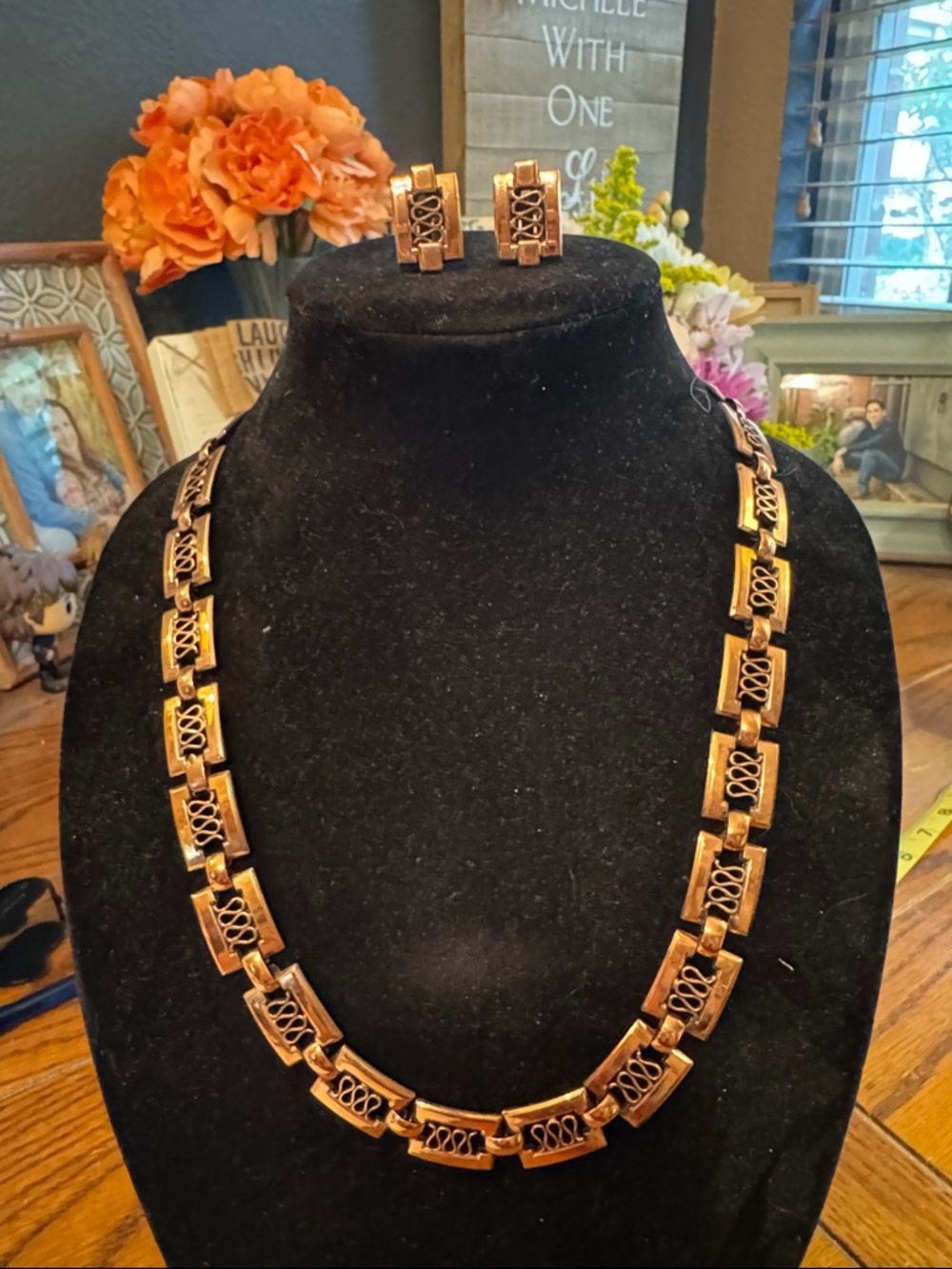 Vintage Renoir Cooper Grecian Necklace Set